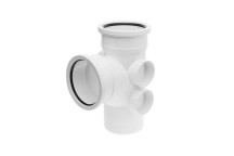 110mm D/S WHITE Soil Pipe 90deg Bossed Junction