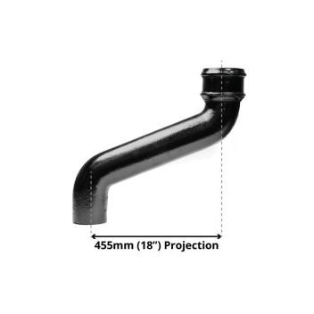 65mm X 450mm Cast Iron Downpipe Offset Painted Black