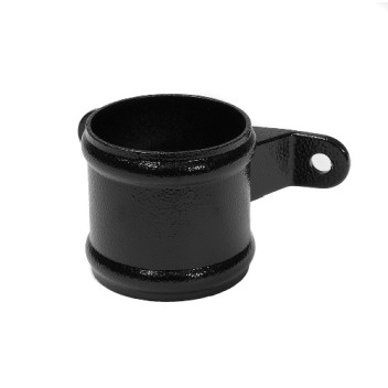 76mm Aluminium Black PPC Round Eared Downpipe Socket