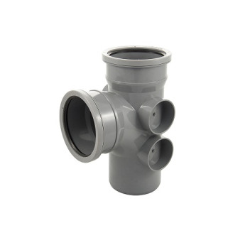 110mm D/S Grey Soil Pipe 90deg Bossed Junction