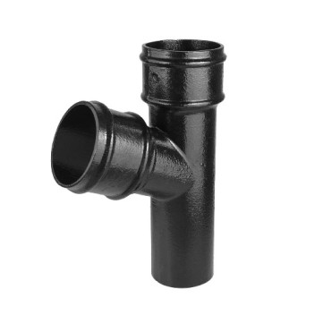 76mm Aluminium Black PPC Round Downpipe Junction 112deg