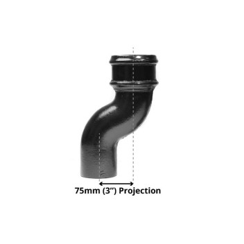75mm X 75mm Cast Iron Downpipe Offset Painted Black