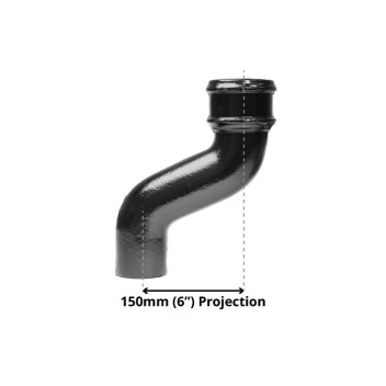 65mm X 150mm Cast Iron Downpipe Offset Painted Black